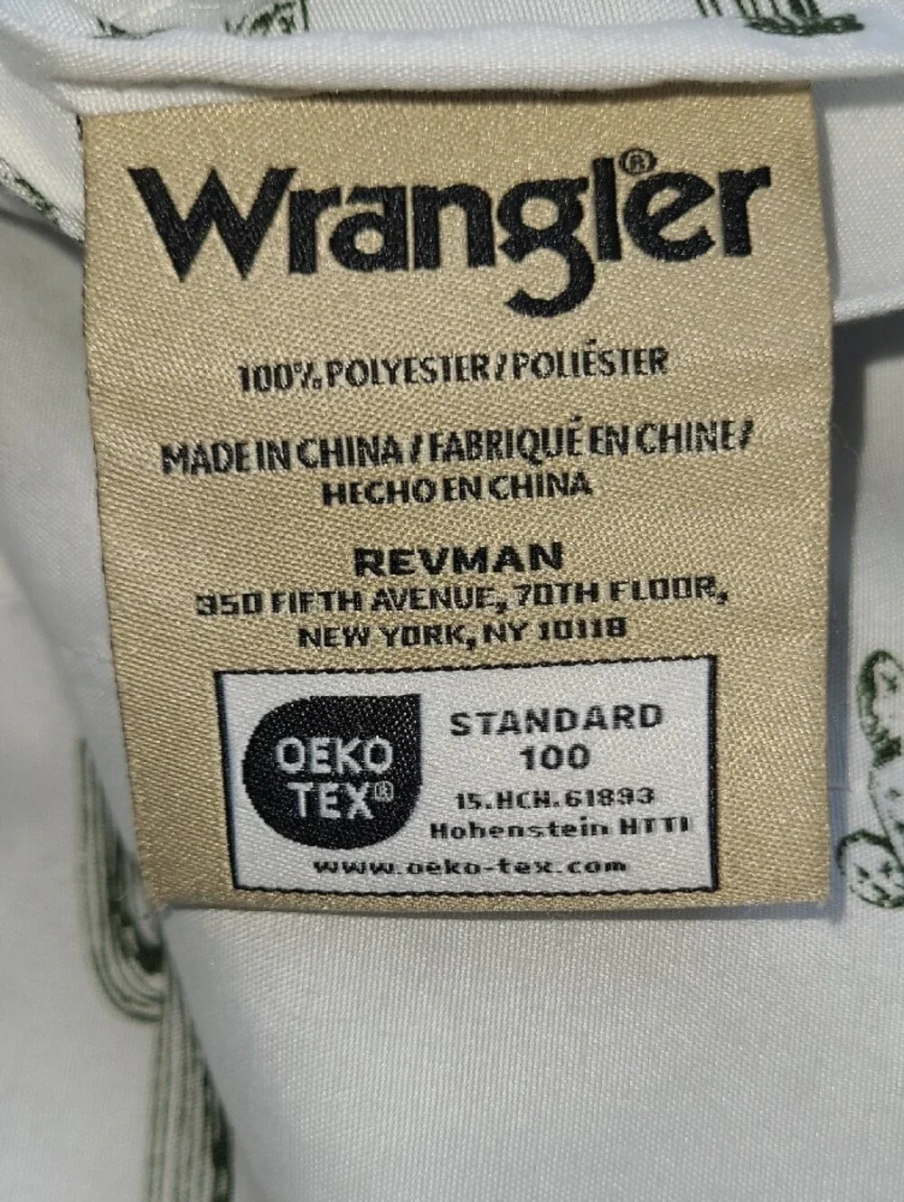 Wrangler White Bed Sheet Set with Green Cactus Print